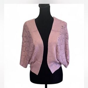 Lavender Open-Front Knit Sweater